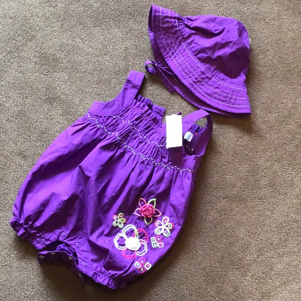 Girls Romper w Hat - The Children’s Place 3-6 mos
